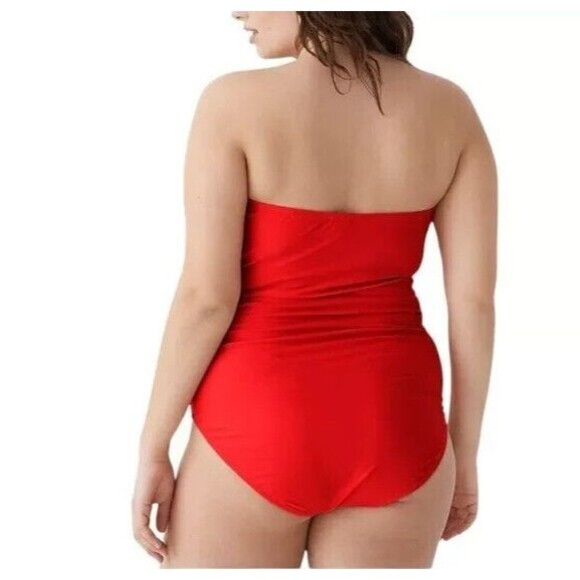NWT J. Crew Ruched Bandeau One-Piece Swimsuit With Removable Straps Red Size 24 - Picture 3 of 5